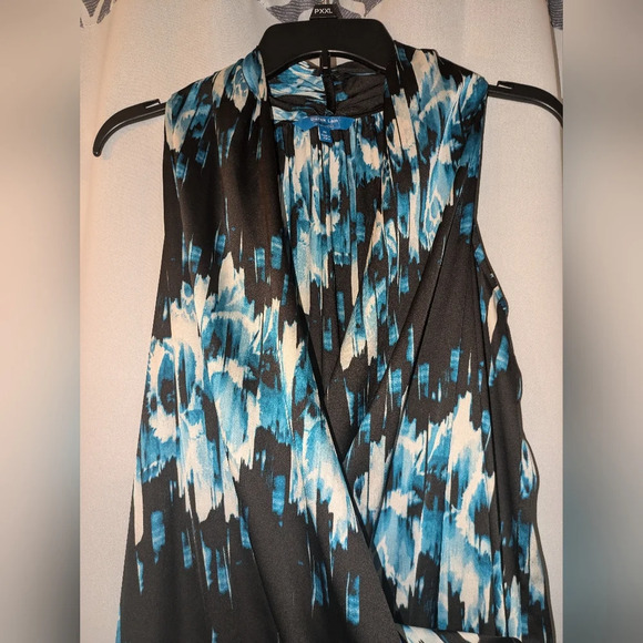 Derek Lam blue and black bubble hem with faux wrap mini dress. Size M - Picture 5 of 8